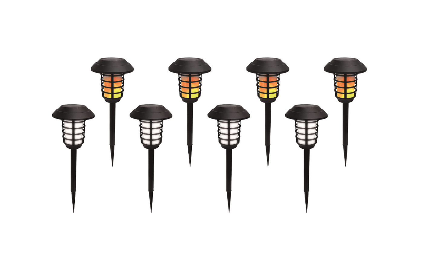 Outdoor Black Solar Garden Powered Pathway Lights - Bevelse