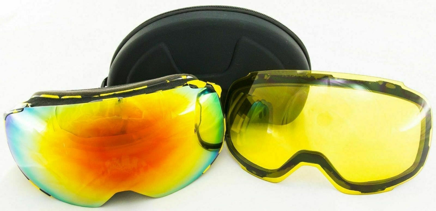 Snowboard Magnetic Ski Goggles W/ 2 Anti Fog Mirrored Lenses - Bevelse