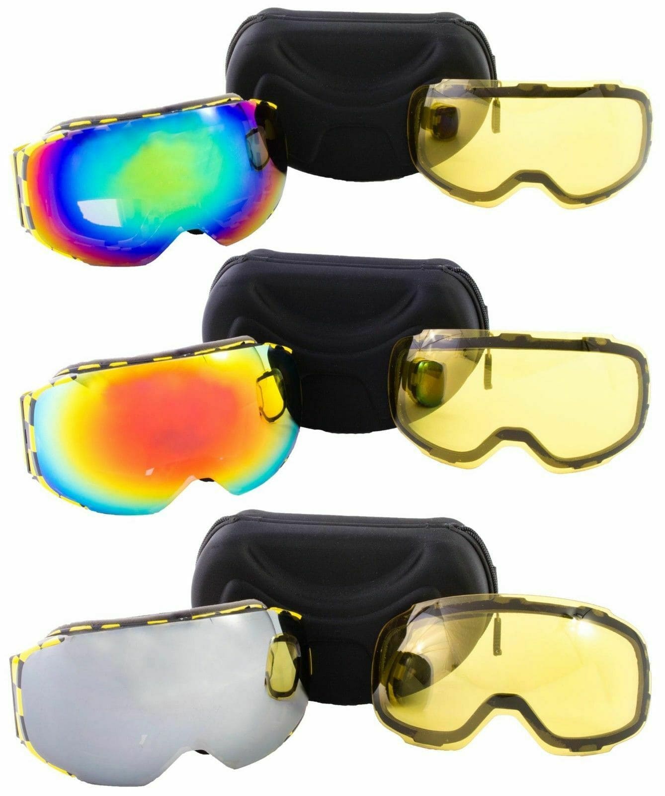 Snowboard Magnetic Ski Goggles W/ 2 Anti Fog Mirrored Lenses - Bevelse